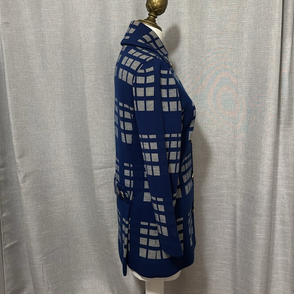 Vintage Wool Sweater Jacket-Blue/White-Button Front-MCM Vibes-Sz 8 - Picture 7 of 16